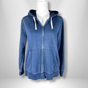 Lands' End Serious Sweats Blue Zippered Hoodie - M/P